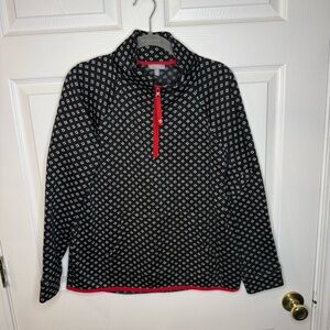 T by Talbots Fleeceback Half-Zip Pullover - Mini Diamond Geo Size Medium GUC